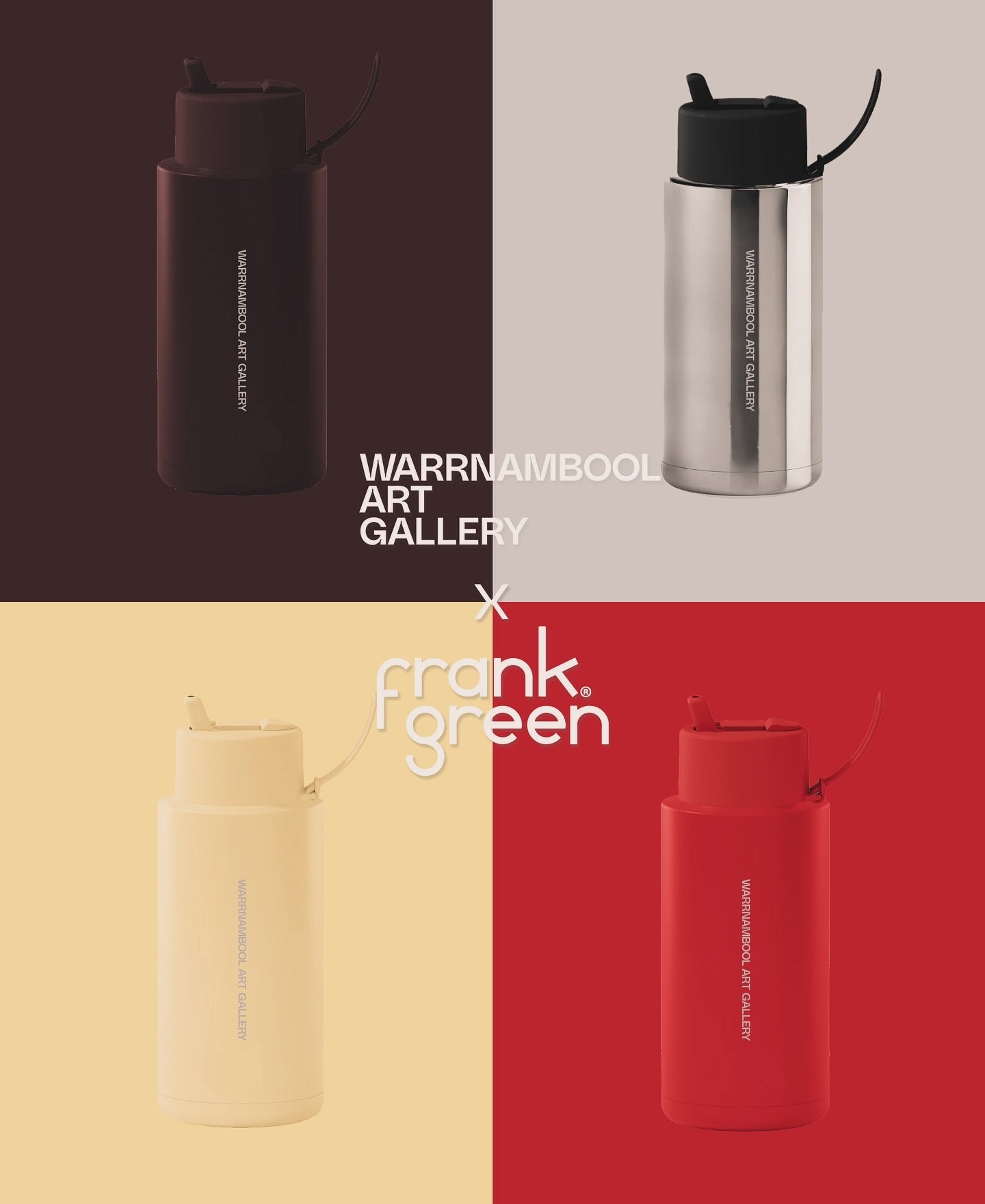 Warrnambool Art Gallery branded Frank Green drink bottle 1L